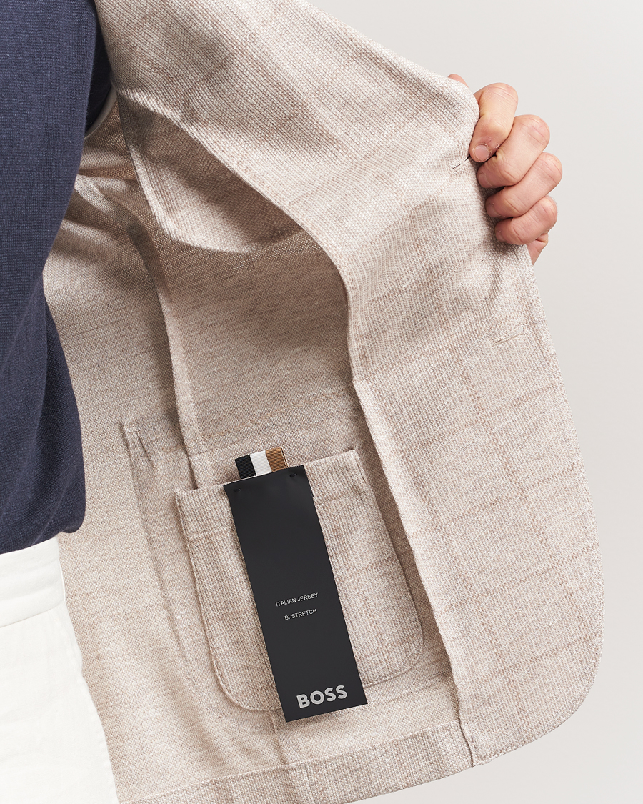 Herren | Sakkos | BOSS BLACK | Hanry Checked Jersey Patch Pocket Blazer Open White