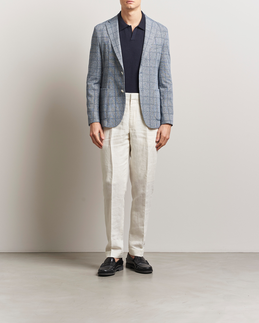 Herren | Sakkos | BOSS BLACK | Hanry Checked Jersey Patch Pocket Blazer Light Blue