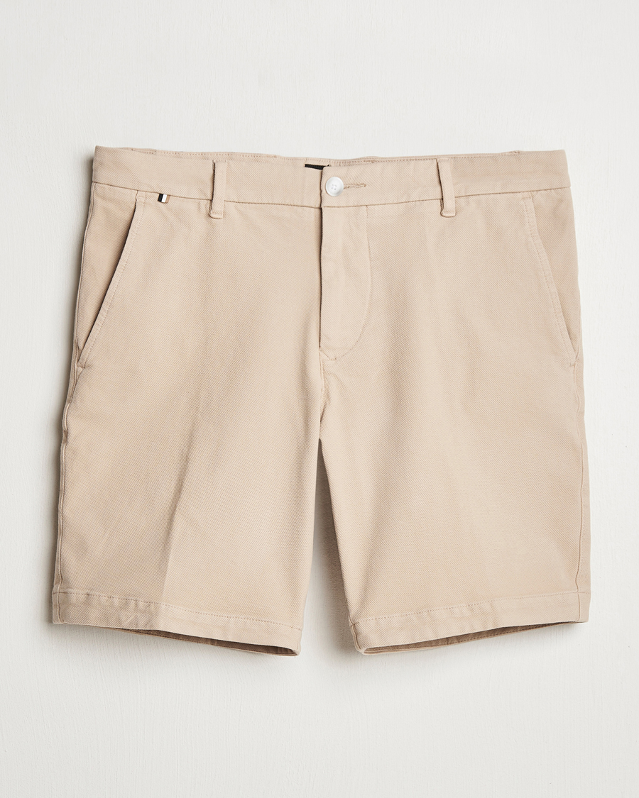 Herren | Shorts | BOSS BLACK | Slice Structured Cotton Shorts Light Beige