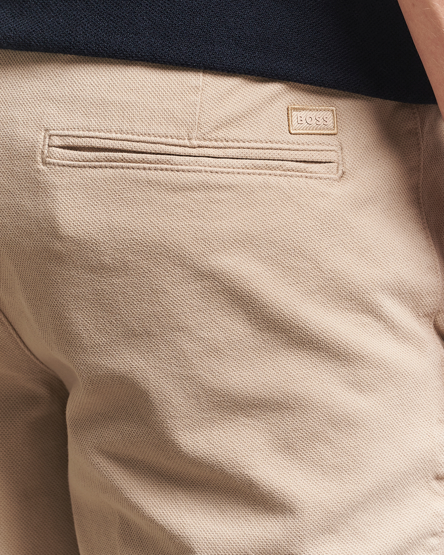 Herren | Shorts | BOSS BLACK | Slice Structured Cotton Shorts Light Beige