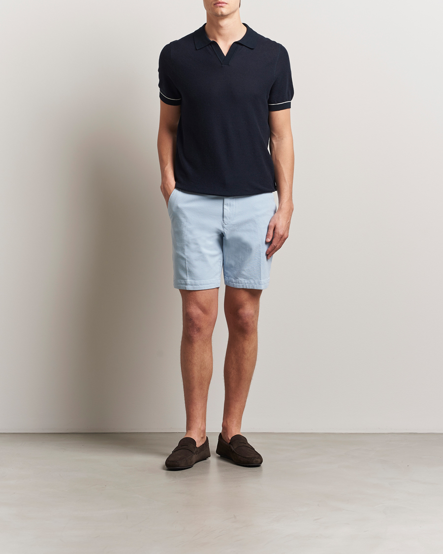 Herren | Shorts | BOSS BLACK | Slice Structured Cotton Shorts Light Blue