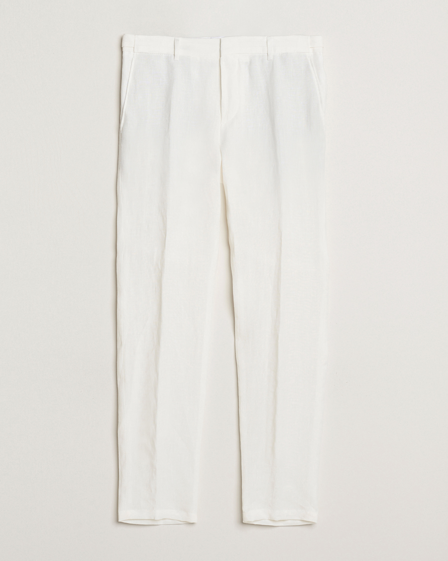 Herren | Hosen | BOSS BLACK | Genius Pleated Linen Trousers White