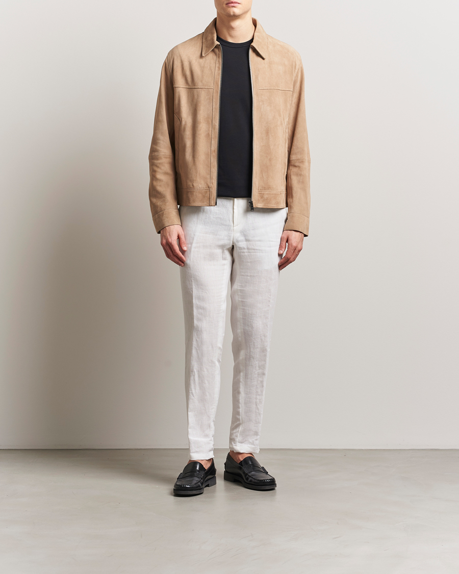 Herren | Hosen | BOSS BLACK | Genius Pleated Linen Trousers White