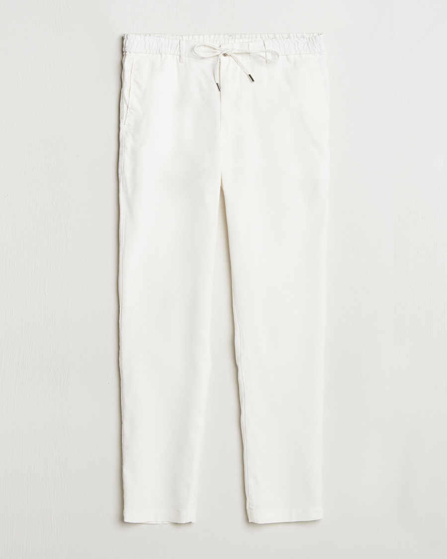 Herren | Hosen | BOSS BLACK | Kane Linen Blend Drawstring Trousers White