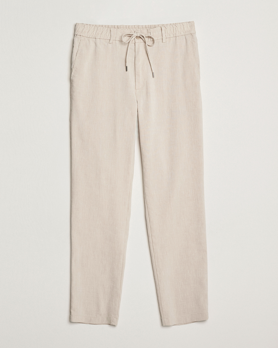 Herren | Hosen | BOSS BLACK | Kane Linen Blend Drawstring Trousers Light Beige
