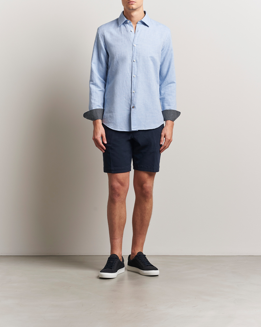 Herren | Hemden | BOSS BLACK | Hal Cotton/Linen Contrast Shirt Light Blue
