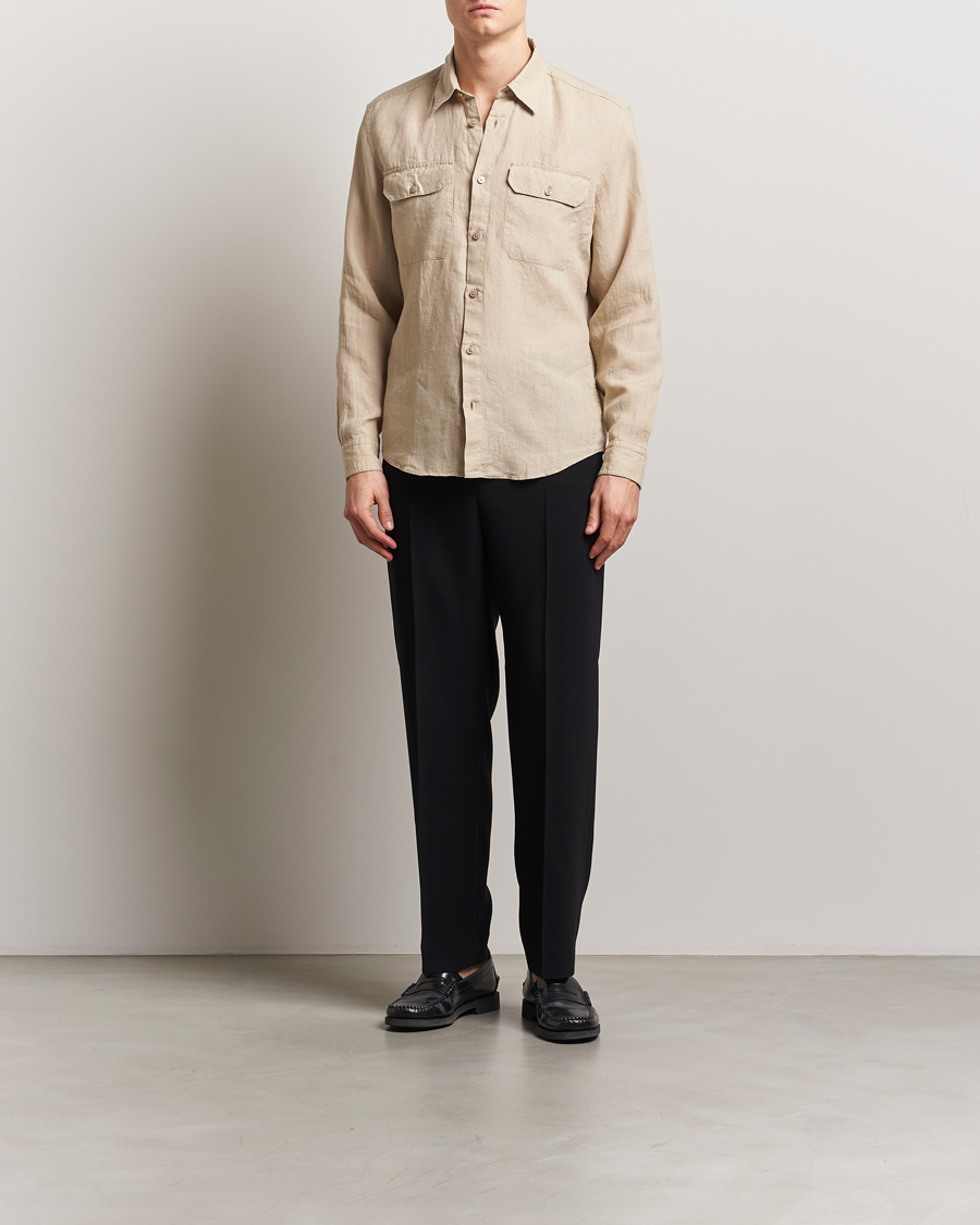 Herren | Hemden | BOSS BLACK | Liam Linen Pocket Overshirt Light Beige