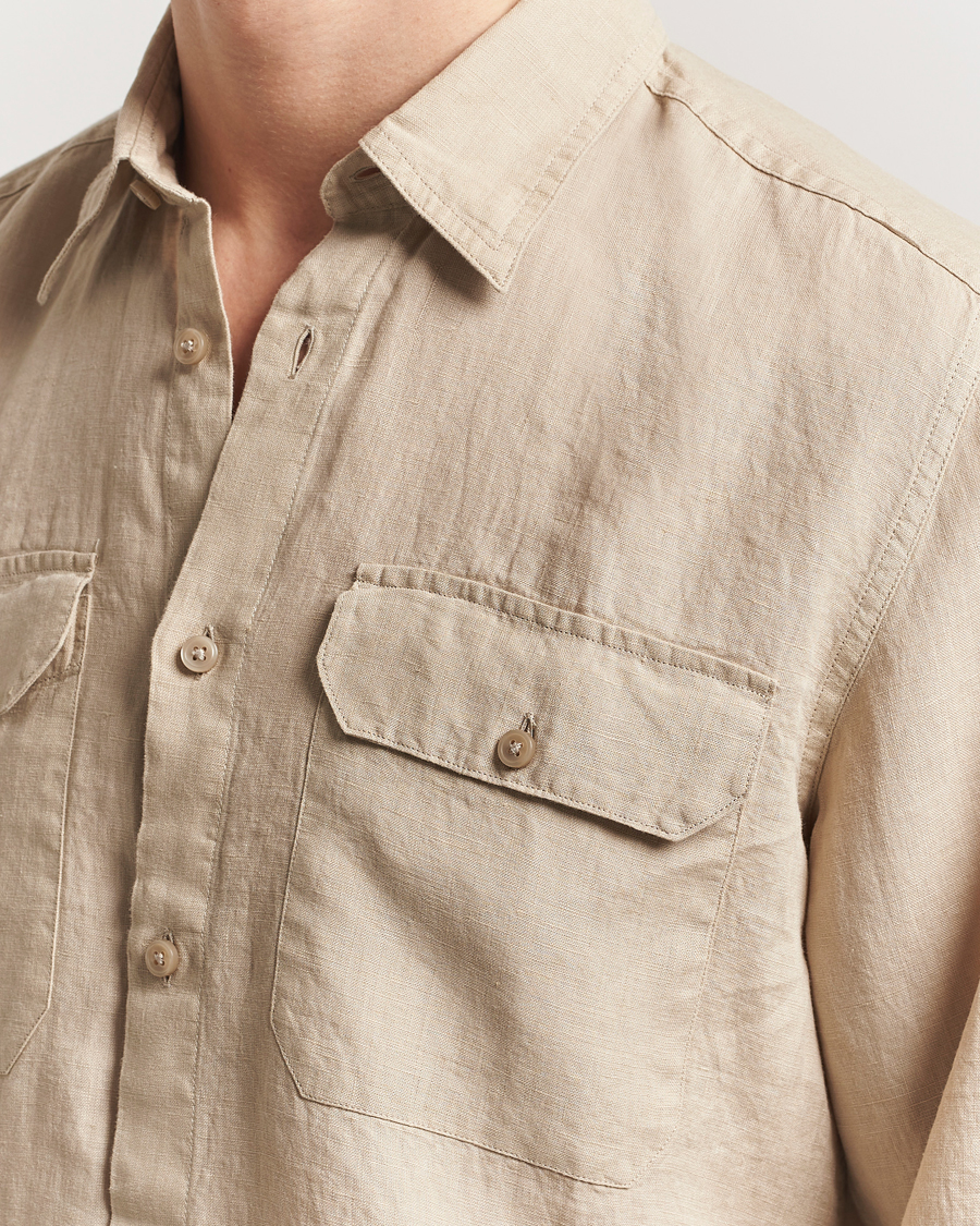 Herren | Hemden | BOSS BLACK | Liam Linen Pocket Overshirt Light Beige