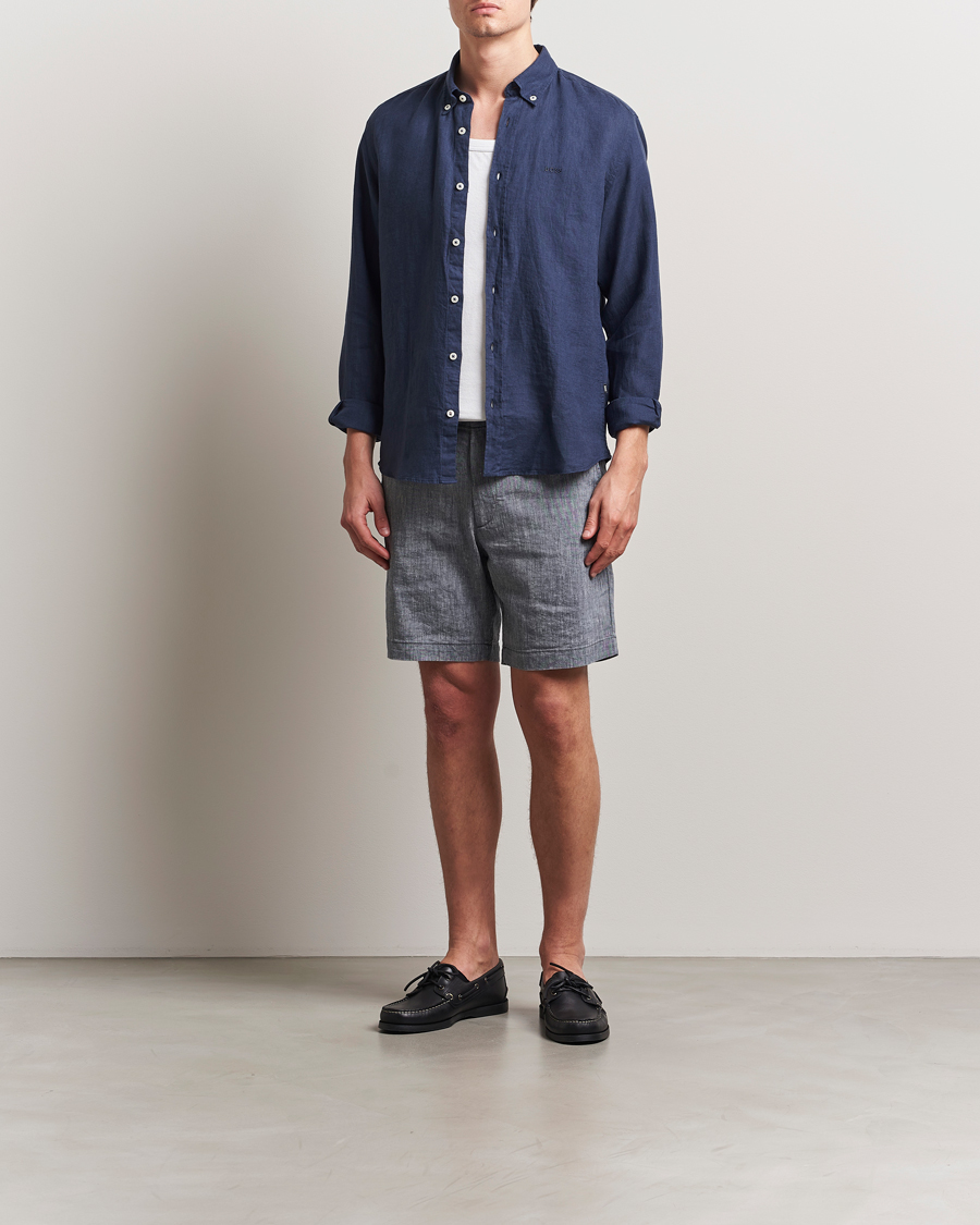 Herren | Hemden | BOSS BLACK | Liam Linen Shirt Dark Blue