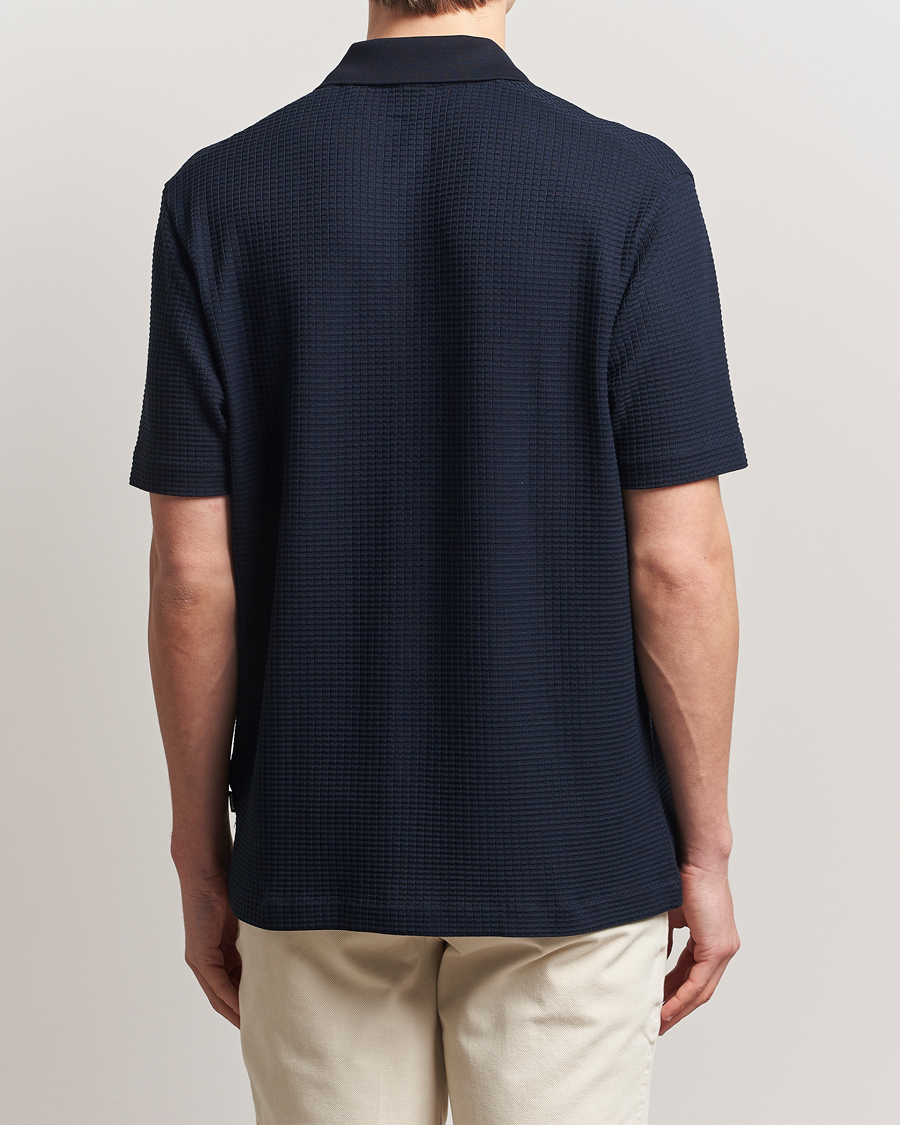 Herren | Hemden | BOSS BLACK | Palladio Knitted Short Sleeve Shirt Dark Blue