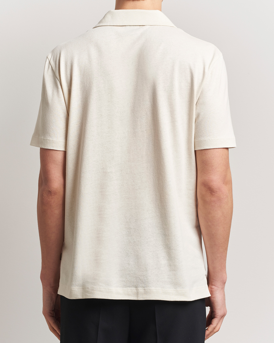 Herren | Poloshirts | BOSS BLACK | Ponti Cotton/Linen Open Collar Polo Open White