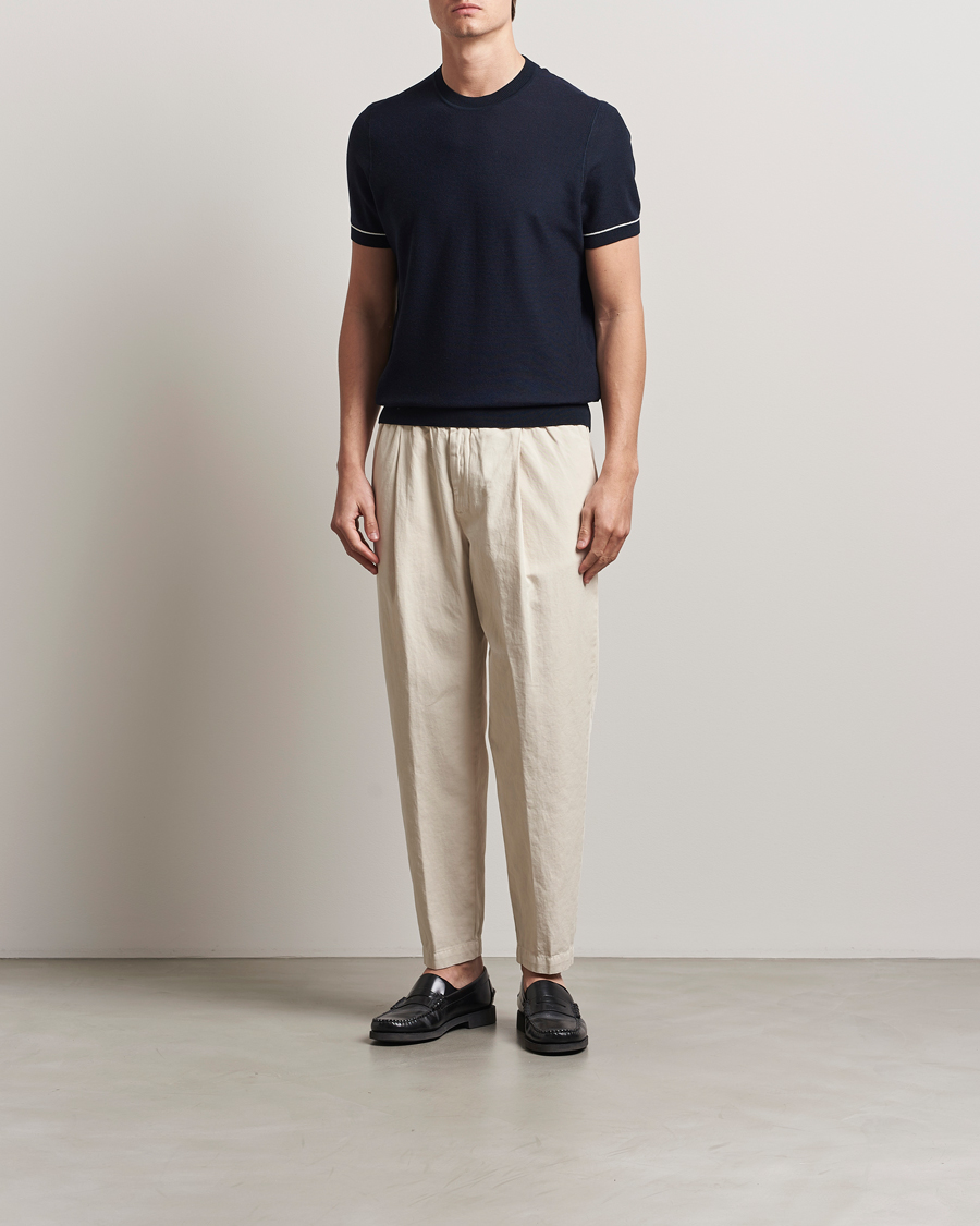 Herren | T-Shirts | BOSS BLACK | Jianfranco Cotton/Viscose Knitted T-Shirt Dark Blue