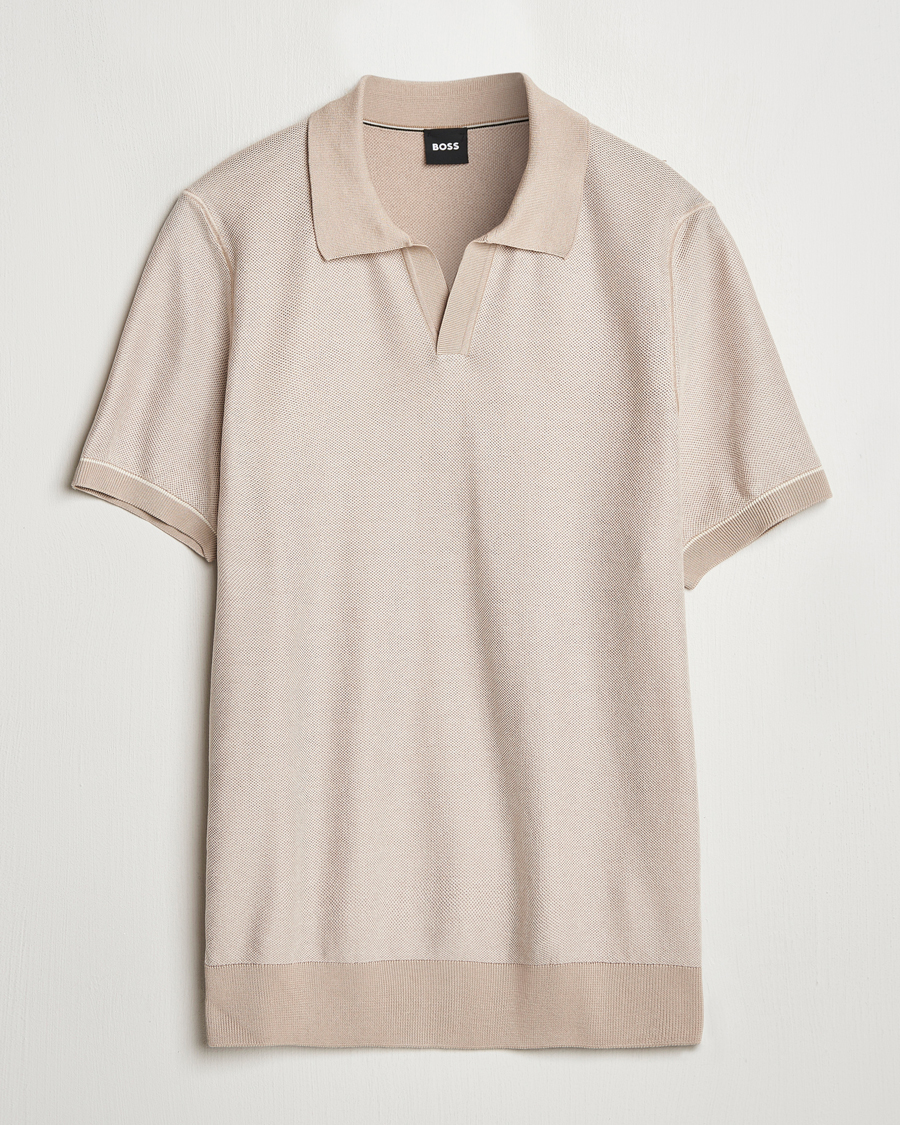 Herren | Poloshirts | BOSS BLACK | Jianluca Cotton/Lyocell Knitted Polo Open White