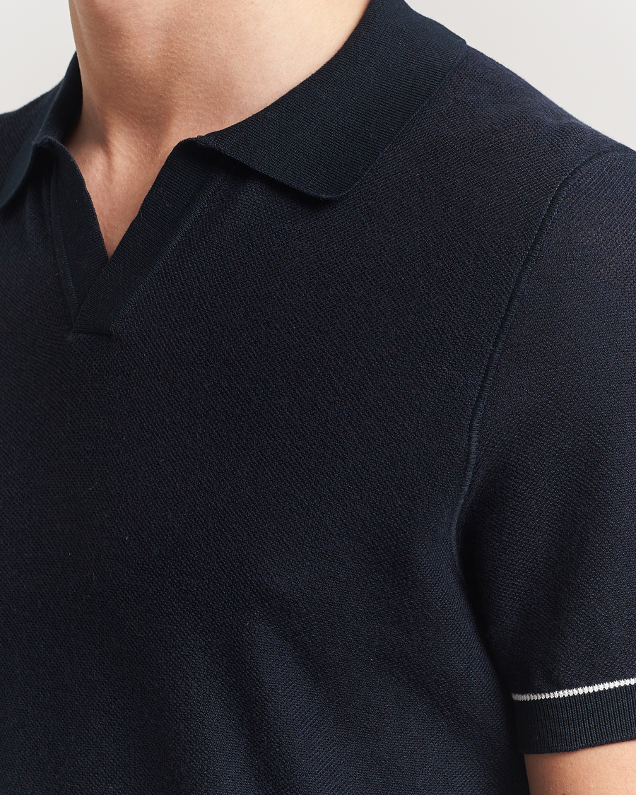 Herren | Poloshirts | BOSS BLACK | Jianluca Cotton/Lyocell Knitted Polo Dark Blue