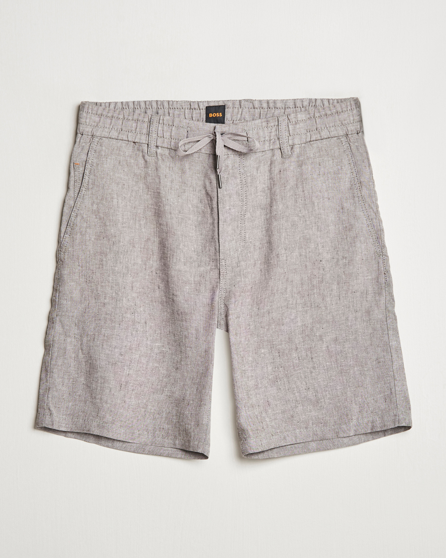 Herren | Shorts | BOSS ORANGE | Tapered Linen Chino Drawstring Shorts Open Beige