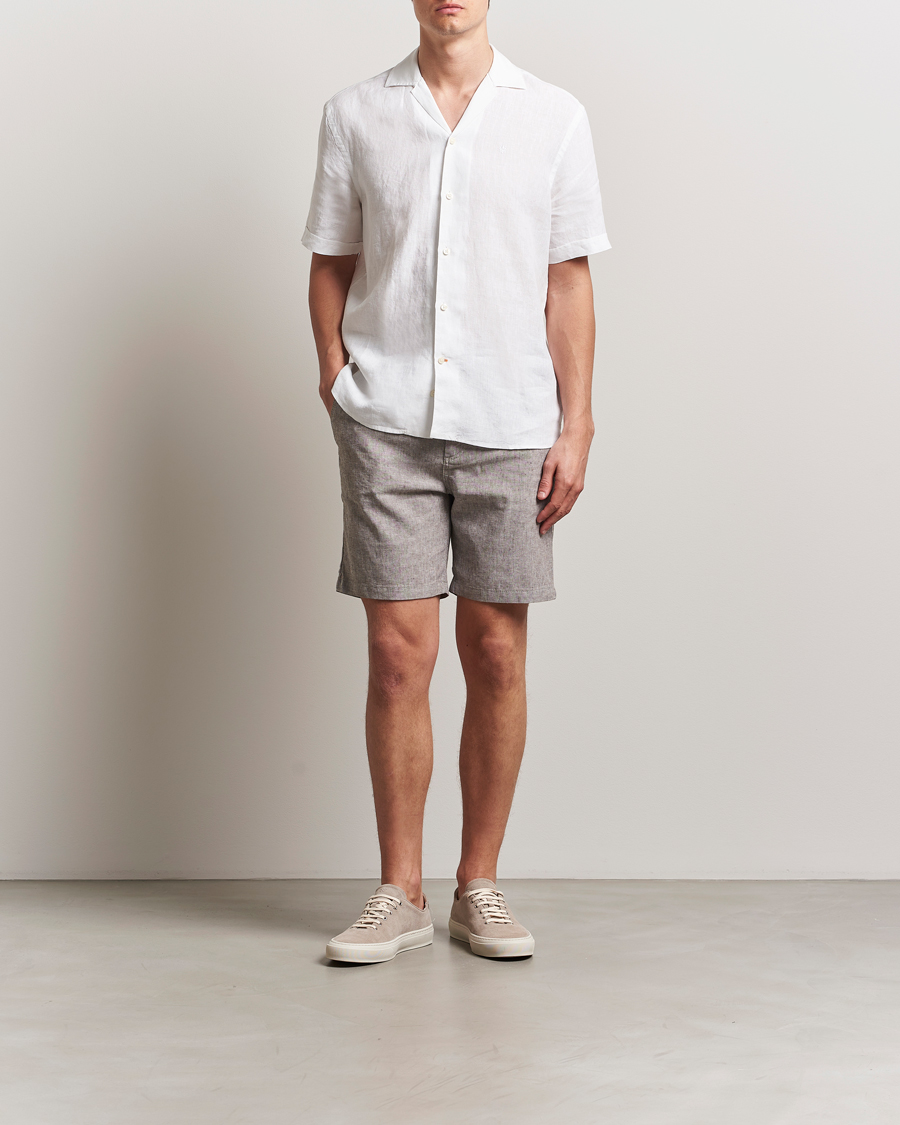 Herren | Shorts | BOSS ORANGE | Tapered Linen Chino Drawstring Shorts Open Beige