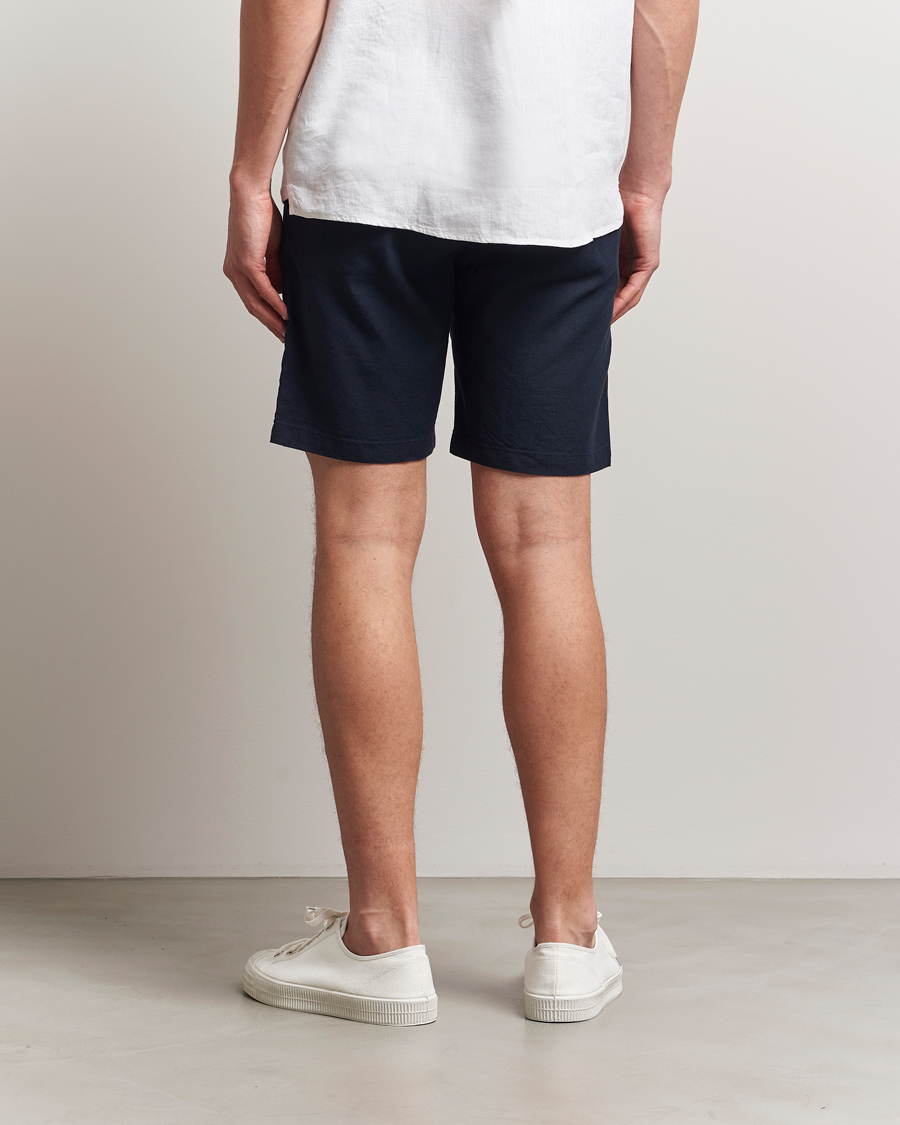 Herren | Shorts | BOSS ORANGE | Tapered Linen Chino Drawstring Shorts Dark Blue