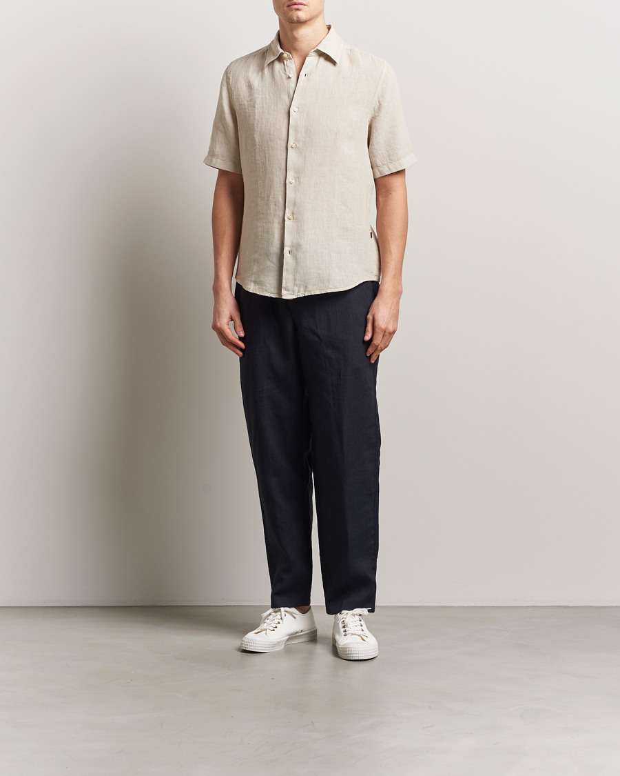 Herren | Hemden | BOSS ORANGE | Rash Linen Short Sleeve Shirt Light Beige