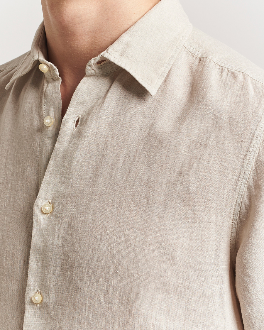 Herren | Hemden | BOSS ORANGE | Rash Linen Short Sleeve Shirt Light Beige