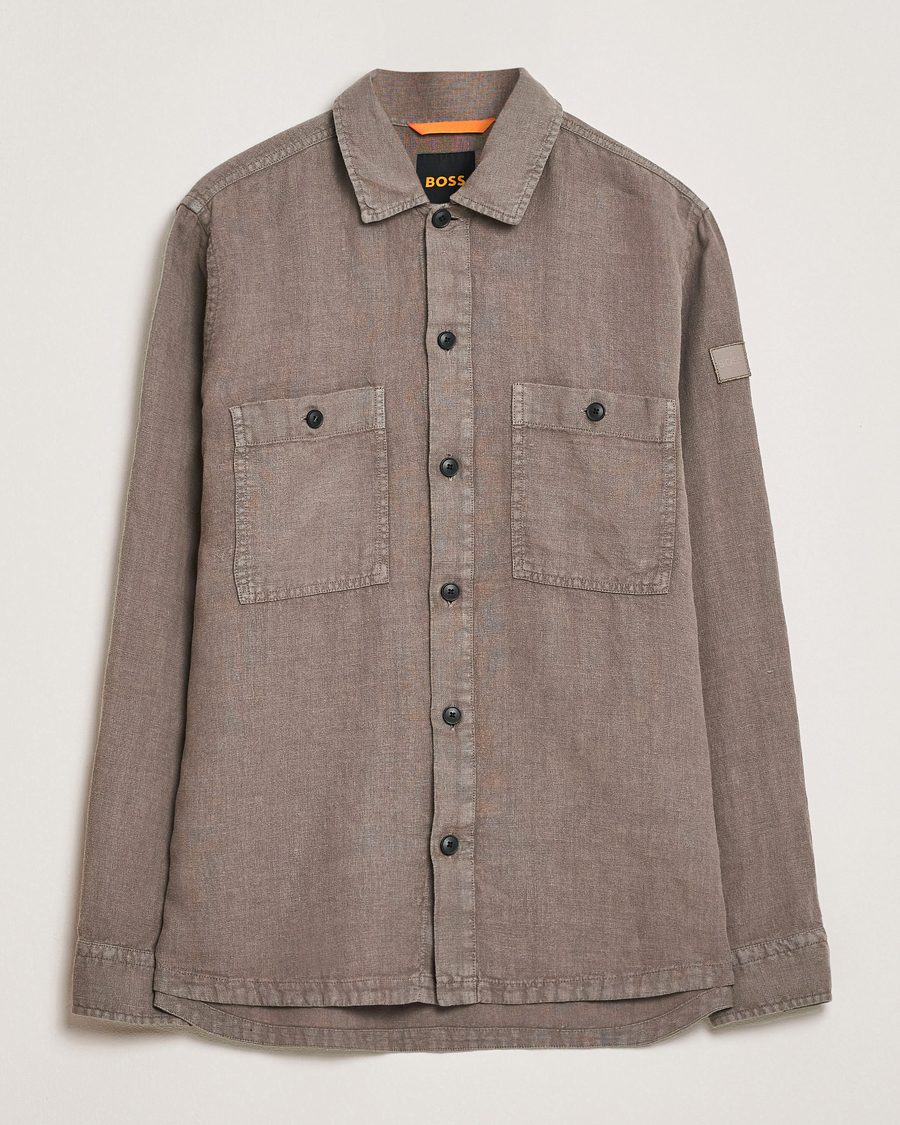 Herren | Hemden | BOSS ORANGE | Locky Linen Overshirt Open Beige