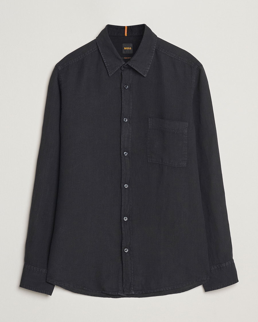 Herren | Hemden | BOSS ORANGE | Relegant Linen Shirt Black