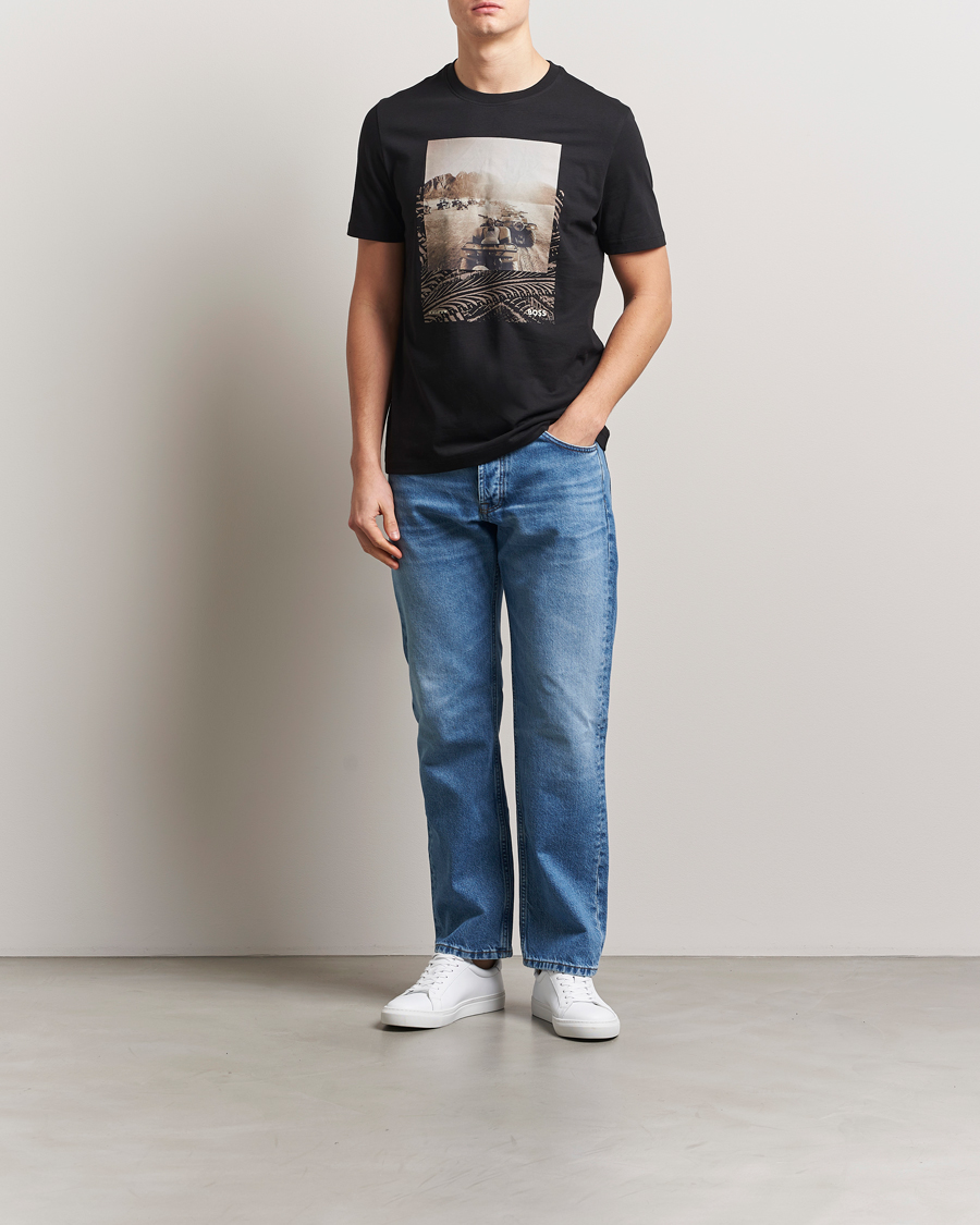 Herren | T-Shirts | BOSS ORANGE | Dunetrace Printed Crew Neck T-Shirt Black