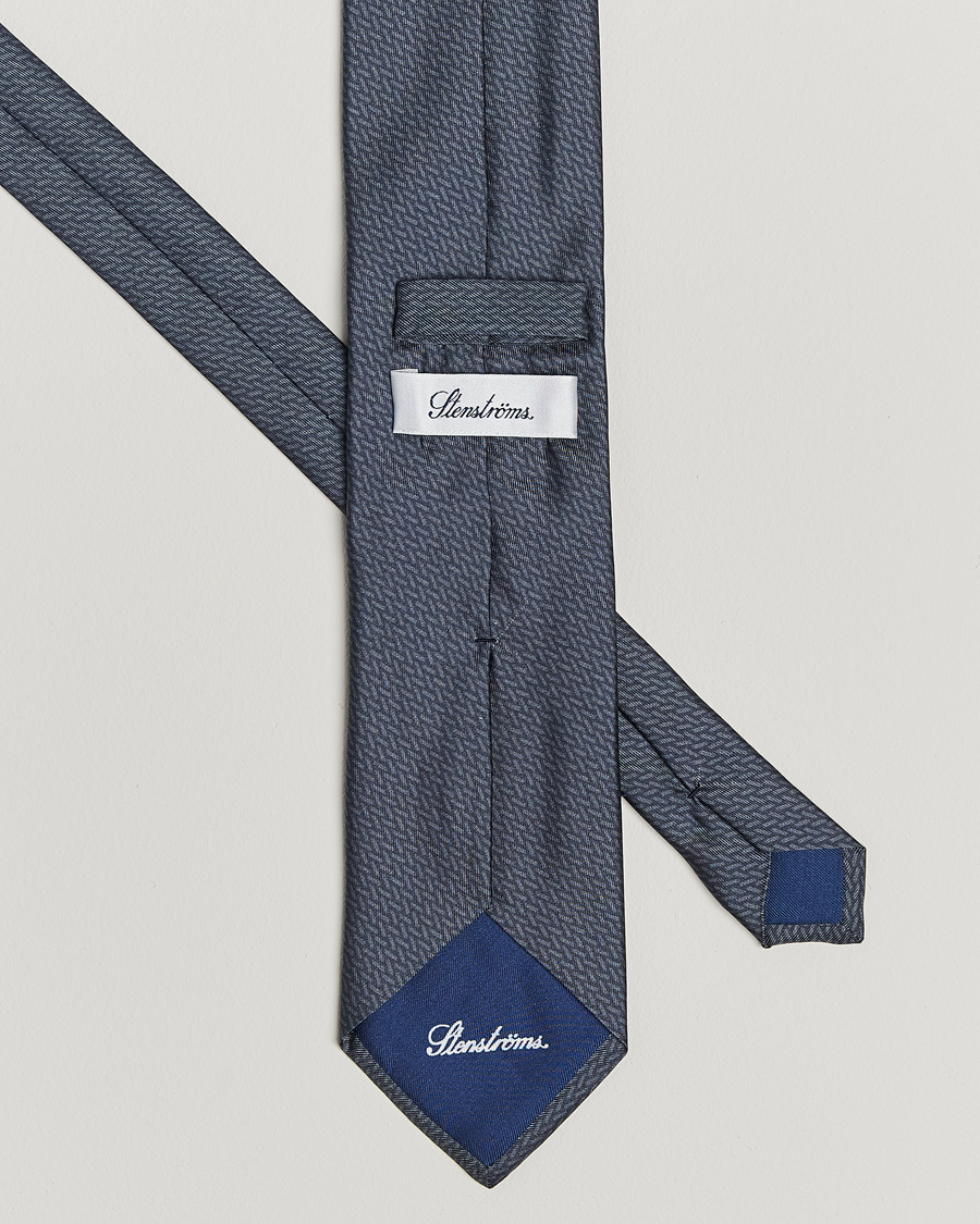 Herren | Krawatten | Stenströms | Printed Silk Tie 7,5cm Mid Grey