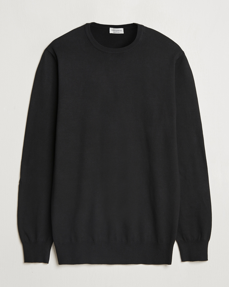 Herren | Pullover | Morgano | Supersoft Egyptian Cotton Crew Neck Black