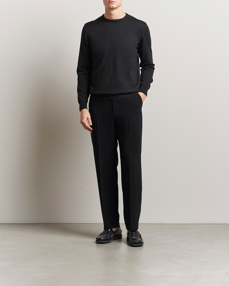 Herren | Pullover | Morgano | Supersoft Egyptian Cotton Crew Neck Black