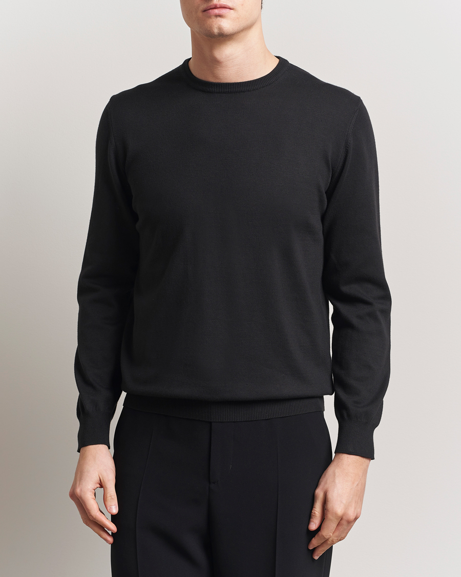 Herren | Pullover | Morgano | Supersoft Egyptian Cotton Crew Neck Black