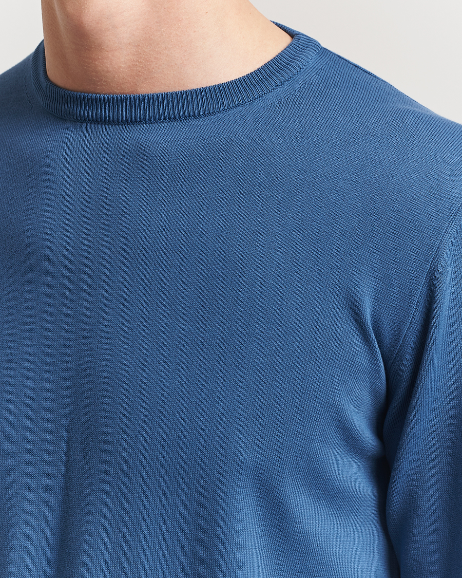 Herren | Pullover | Morgano | Supersoft Egyptian Cotton Crew Neck Mid Blue