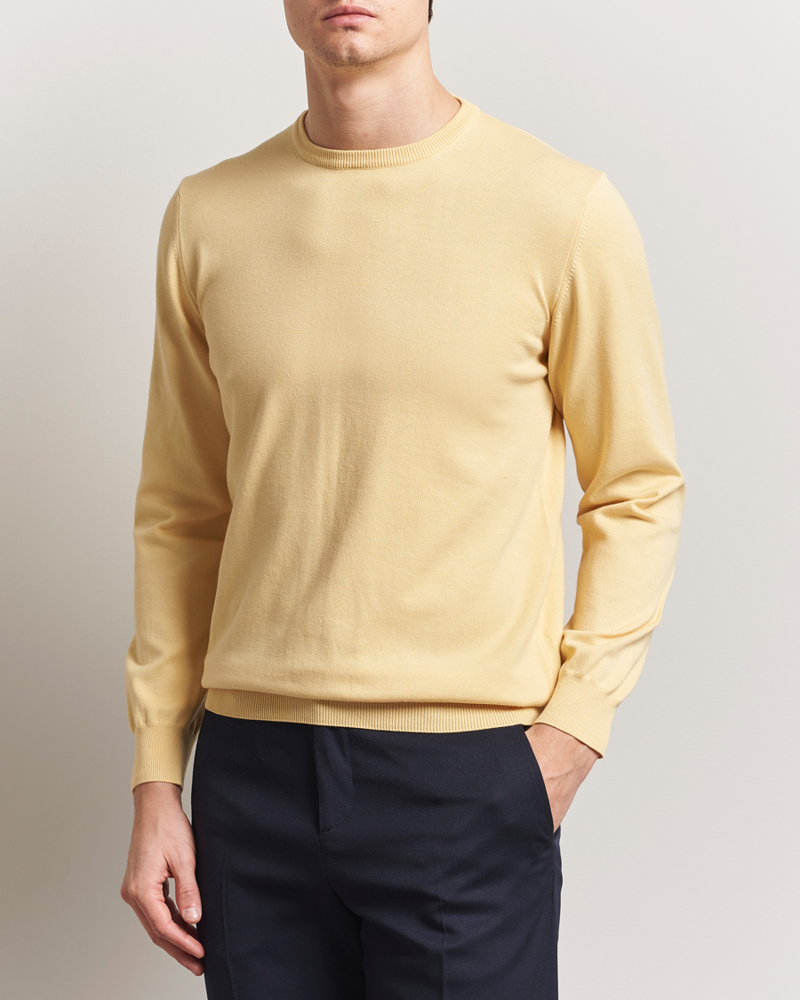 Herren | Pullover | Morgano | Supersoft Egyptian Cotton Crew Neck Light Yellow