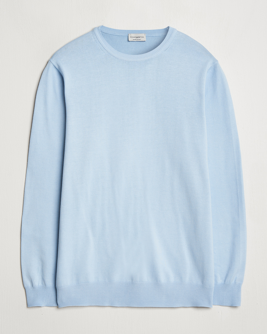 Herren | Pullover | Morgano | Supersoft Egyptian Cotton Crew Neck Light Blue