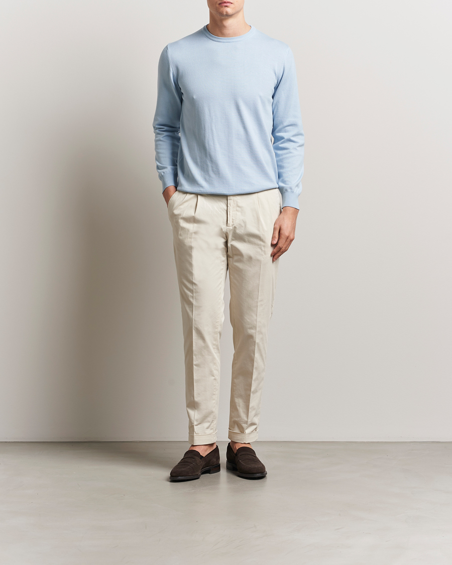 Herren | Pullover | Morgano | Supersoft Egyptian Cotton Crew Neck Light Blue