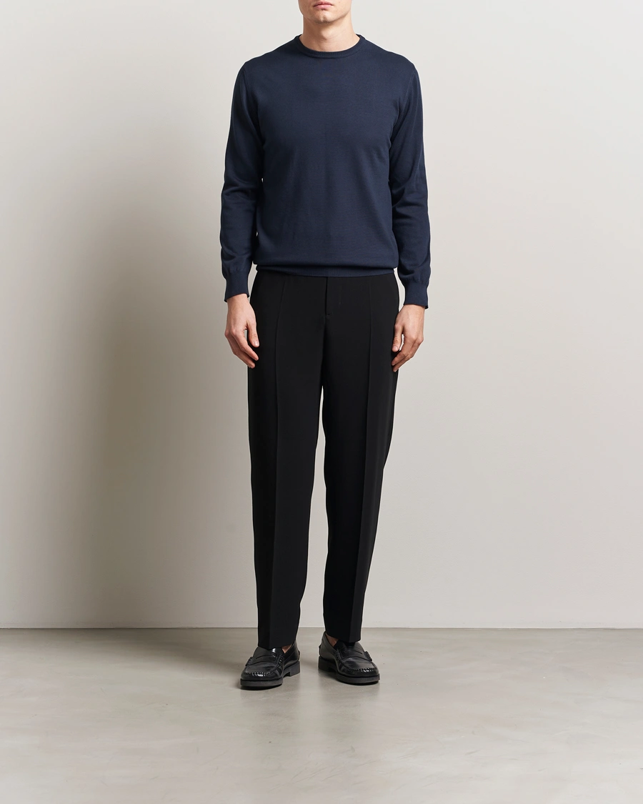 Herren | Pullover | Morgano | Supersoft Egyptian Cotton Crew Neck Navy