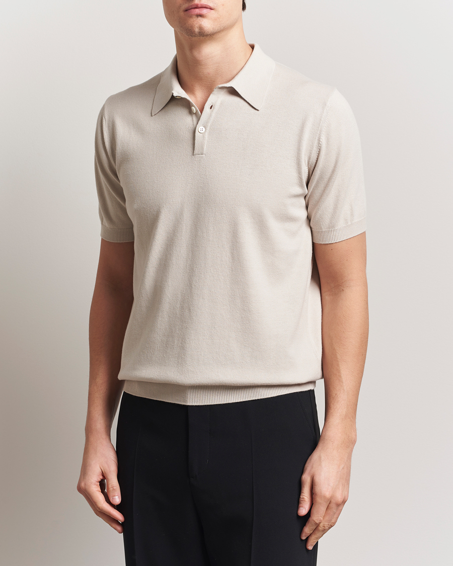 Herren | Poloshirts | Morgano | Supersoft Egyptian Cotton Polo Light Beige