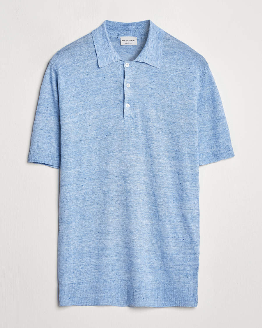 Herren | Poloshirts | Morgano | Linen Polo Blue