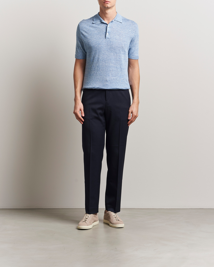 Herren | Poloshirts | Morgano | Linen Polo Blue