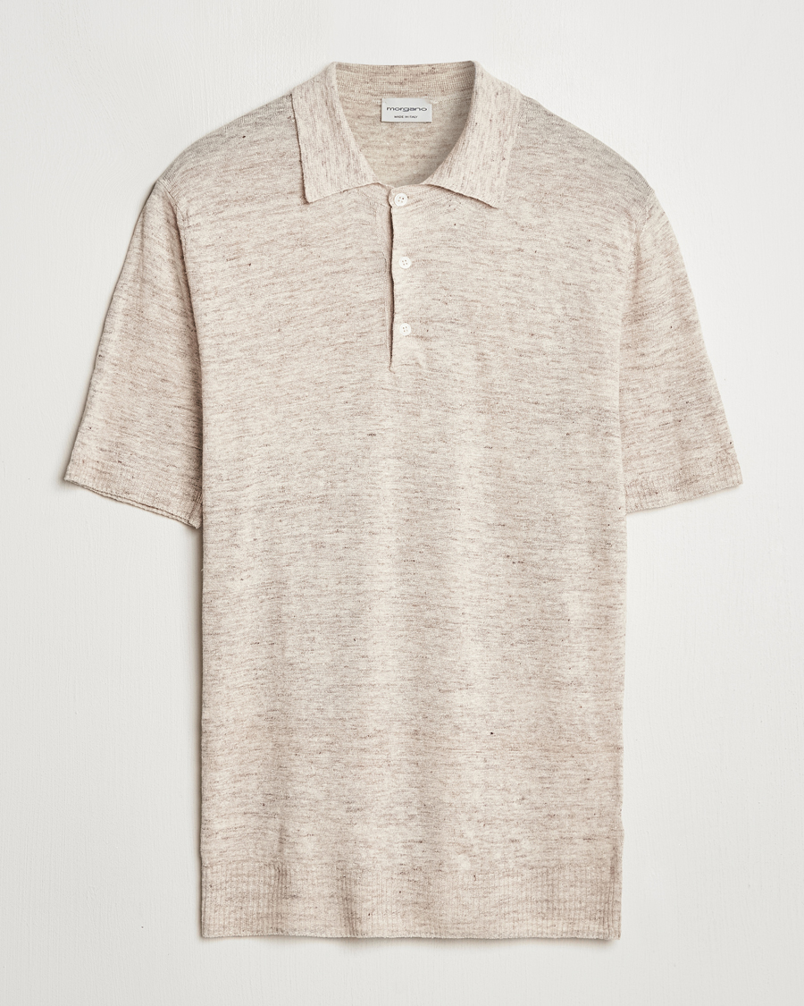 Herren | Poloshirts | Morgano | Linen Polo Beige