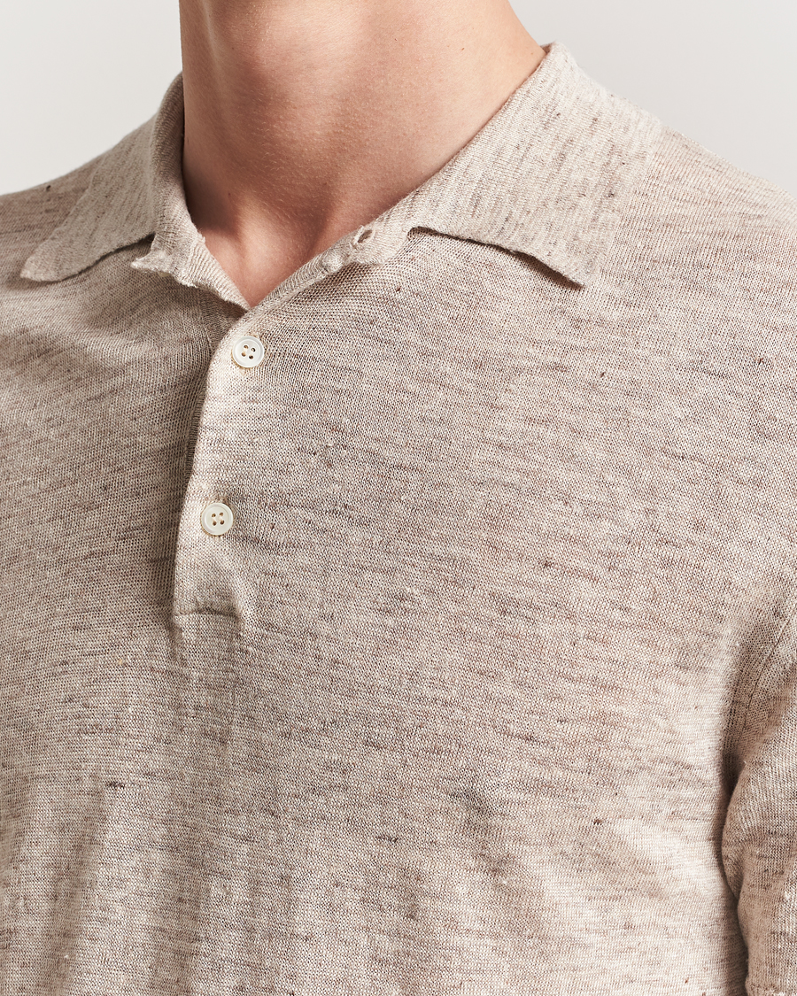 Herren | Poloshirts | Morgano | Linen Polo Beige