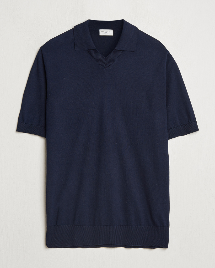 Herren | Poloshirts | Morgano | Knitted Organic Cotton Polo Navy