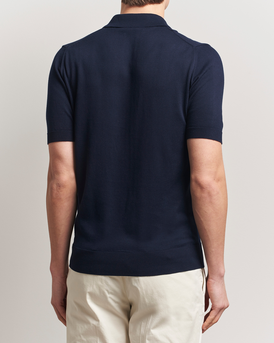 Herren | Poloshirts | Morgano | Knitted Organic Cotton Polo Navy