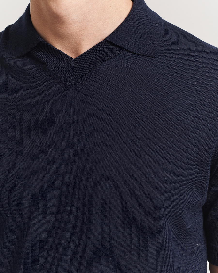 Herren | Poloshirts | Morgano | Knitted Organic Cotton Polo Navy