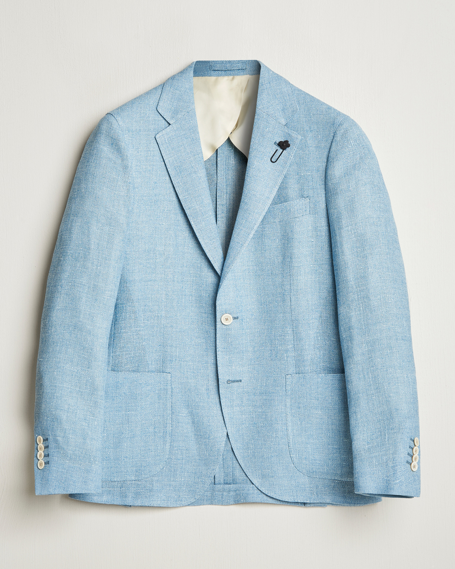 Herren | Sakkos | Lardini | Linen Crepe Canvas Blazer Light Blue