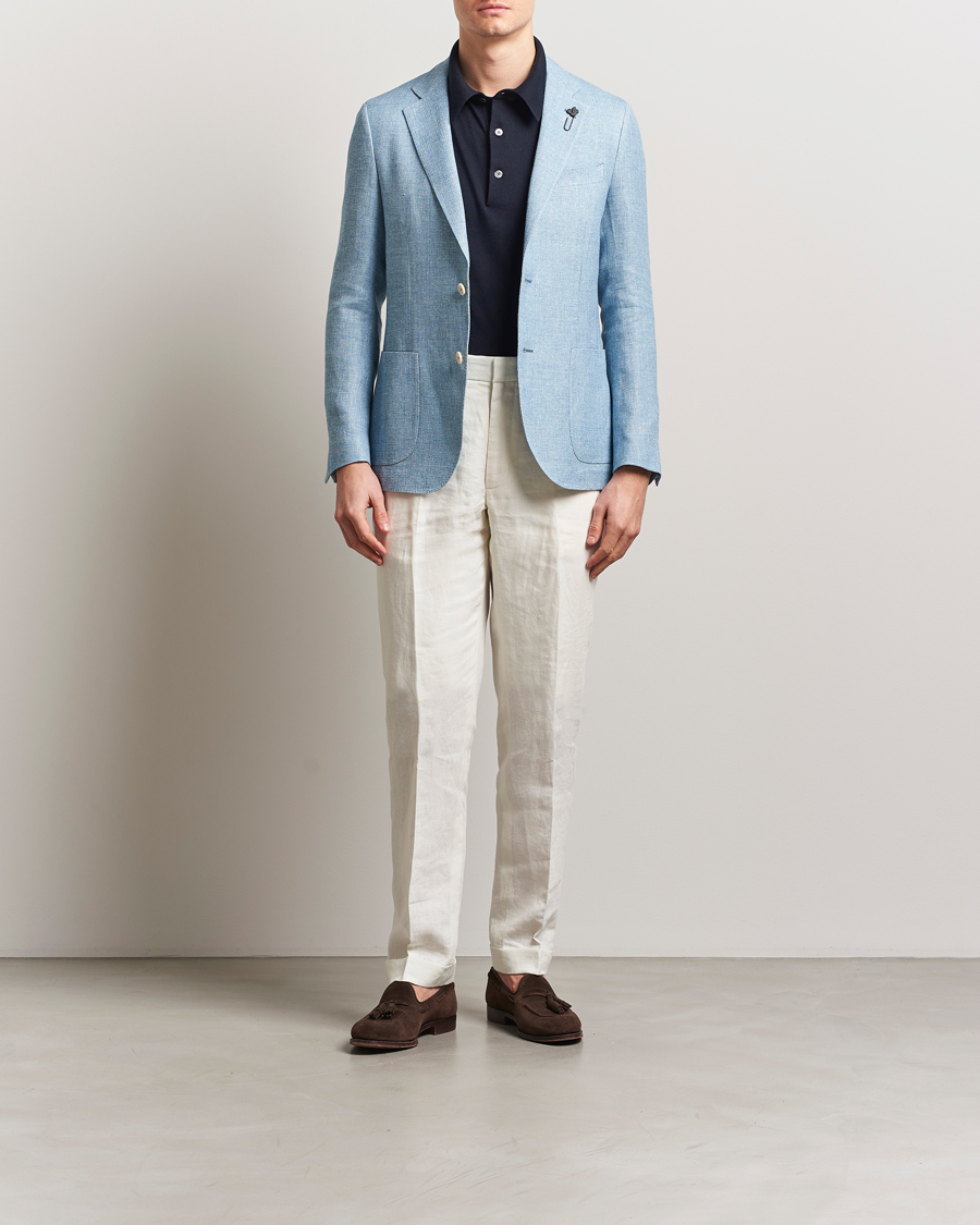 Herren | Sakkos | Lardini | Linen Crepe Canvas Blazer Light Blue