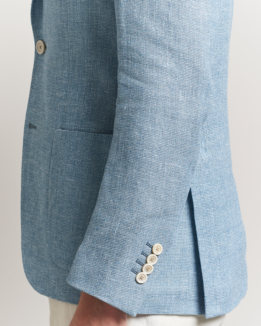 Herren | Sakkos | Lardini | Linen Crepe Canvas Blazer Light Blue