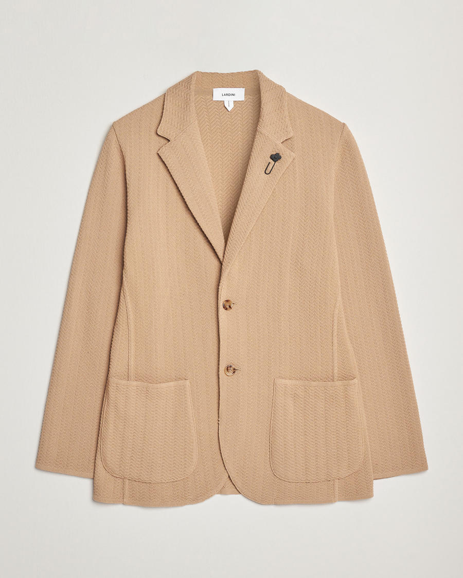 Herren | Sakkos | Lardini | Knitted Cotton Structured Blazer Beige