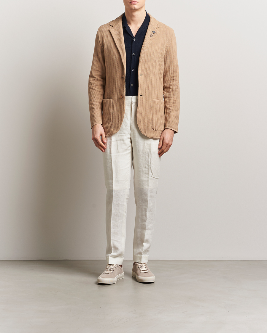 Herren | Sakkos | Lardini | Knitted Cotton Structured Blazer Beige