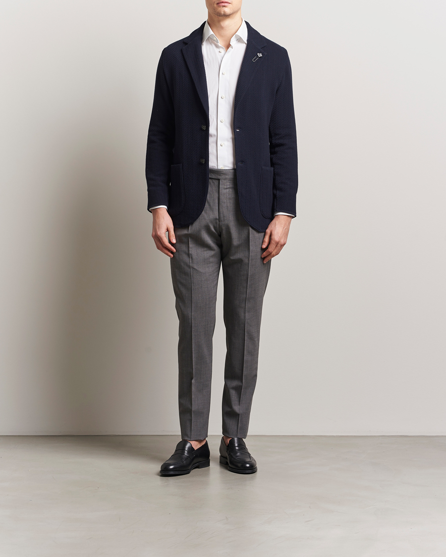 Herren | Sakkos | Lardini | Knitted Cotton Structured Blazer Navy