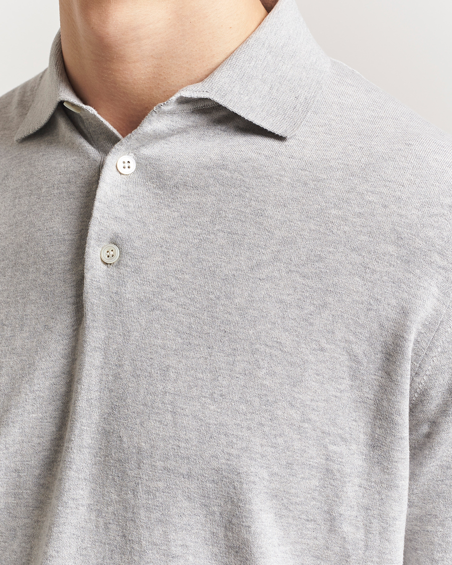 Herren | Poloshirts | Lardini | Knitted Cotton Polo Light Grey